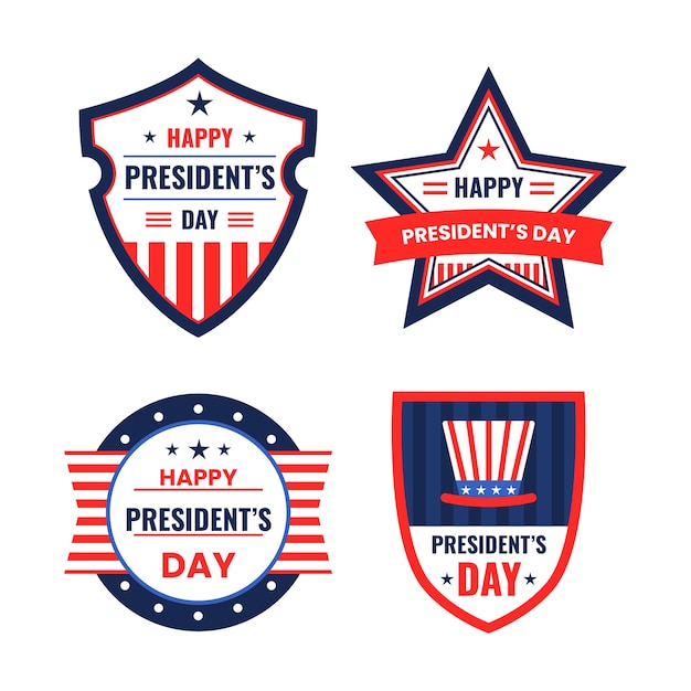 Bezpłatny wektor kolekcja płaskich odznak dnia prezydentów