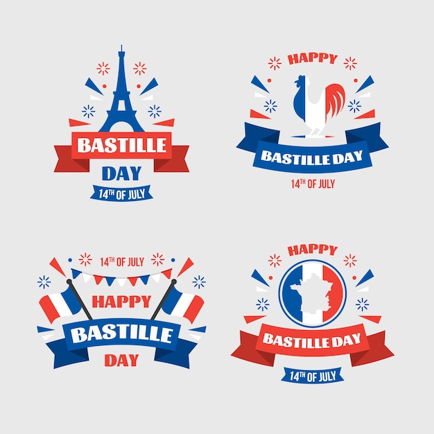 Kolekcja Płaskich Odznak Na Dzień Bastylii
