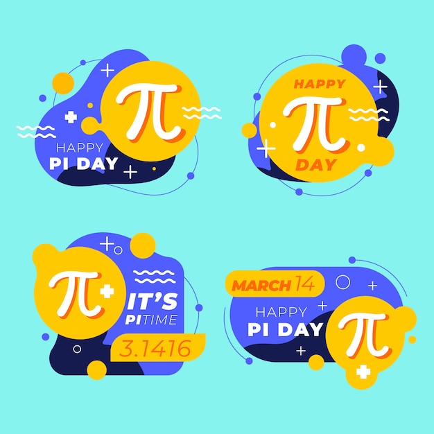 Kolekcja płaskich odznak pi day