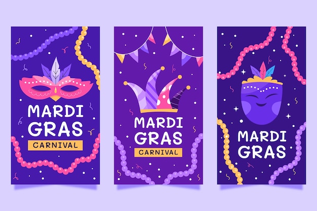 Kolekcja Płaskich Opowiadań Na Instagramie Mardi Gras