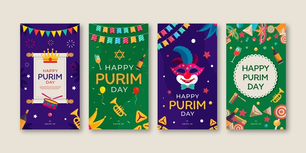 Kolekcja płaskich opowiadań na Instagramie purim
