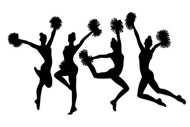 Kolekcja płaskich sylwetek cheerleaderek