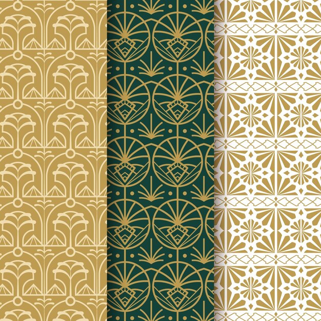Kolekcja płaskich wzorów w stylu art deco