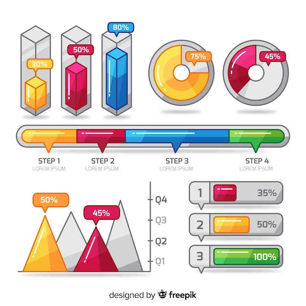 Bezpłatny wektor kolekcja płaskie elementy infographic