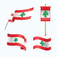 Bezpłatny wektor kolekcja płaskiej flagi libańskiej