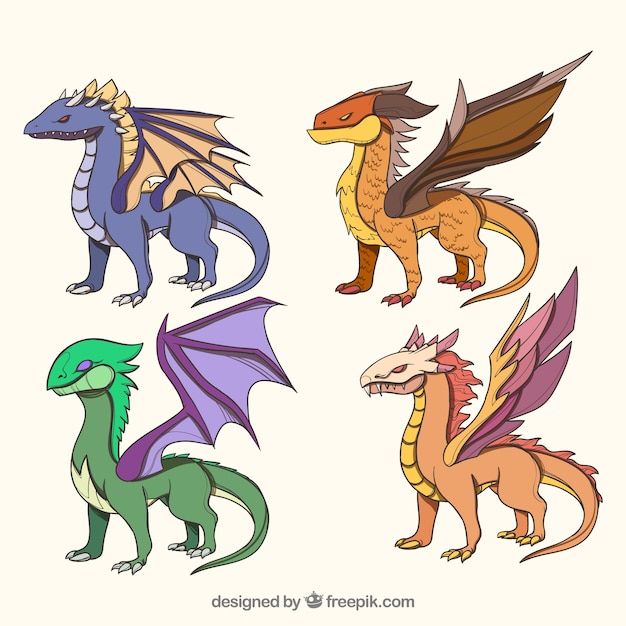 Bezpłatny wektor kolekcja postaci dragon