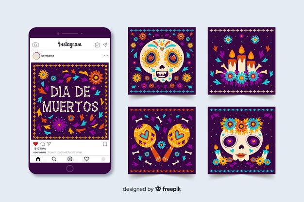 Kolekcja Postów Na Instagramie Dla Dia De Muertos