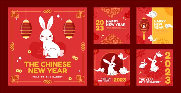 Kolekcja postów na instagramie obchodów chińskiego nowego roku