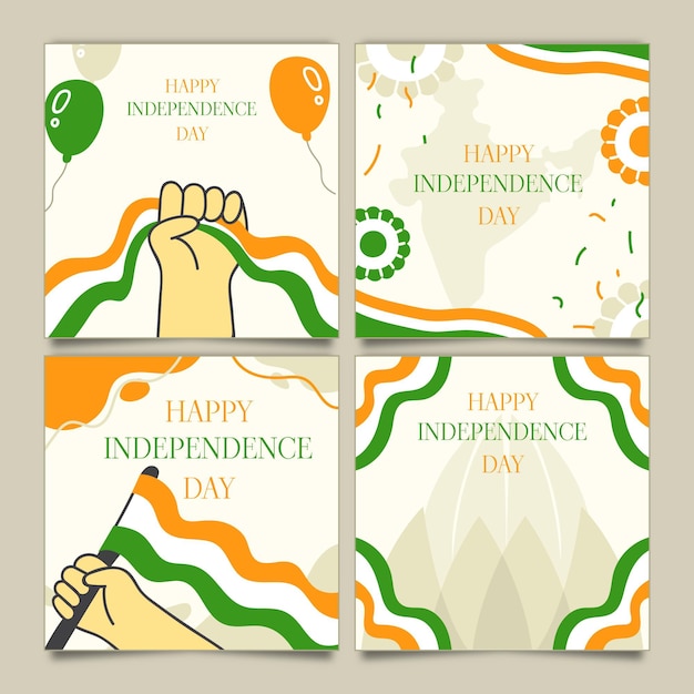 Kolekcja Postów Na Instagramie Z Okazji Dnia Niepodległości Indii