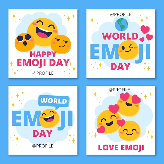 Kolekcja Postów Na Instagramie Z Płaskim światowym Dniem Emoji