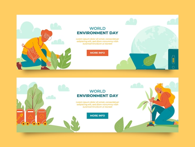 Kolekcja Poziomych Banerów Płaski światowy Dzień środowiska
