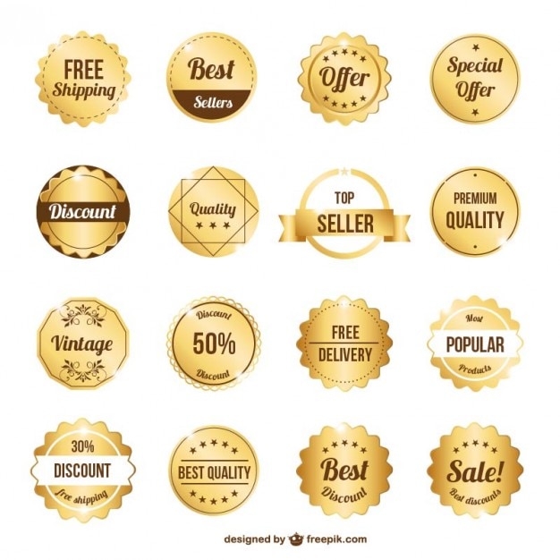 Bezpłatny wektor kolekcja premium gold odznaki