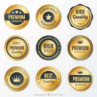 Bezpłatny wektor kolekcja premium złote okrągłe odznaki