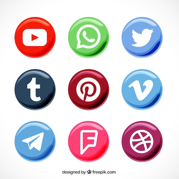 Kolekcja Przyciski Okrągłe Sieci Społecznych