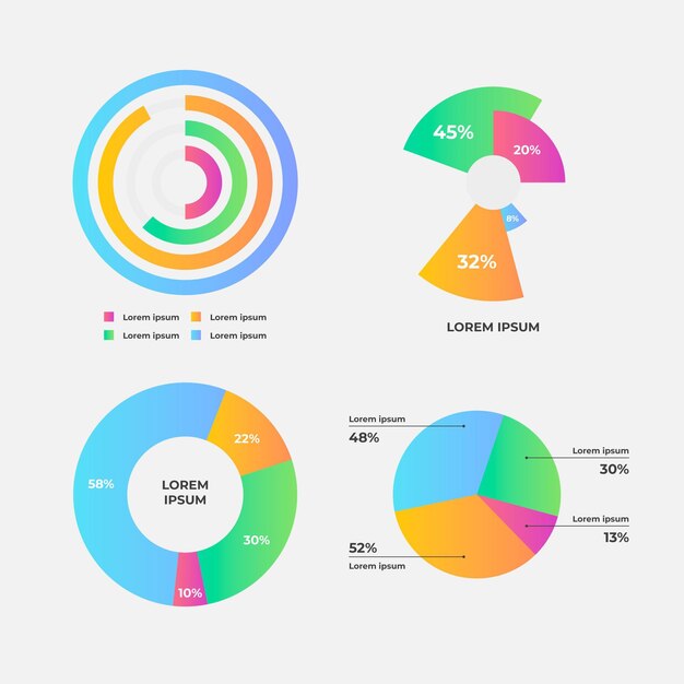 Kolekcja radialna infografika