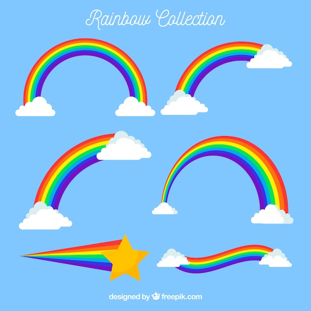 Kolekcja Rainbows O Różnych Kształtach W Płaskim Stylu