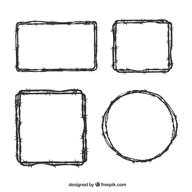 Bezpłatny wektor kolekcja ramek z drutu kolczastego