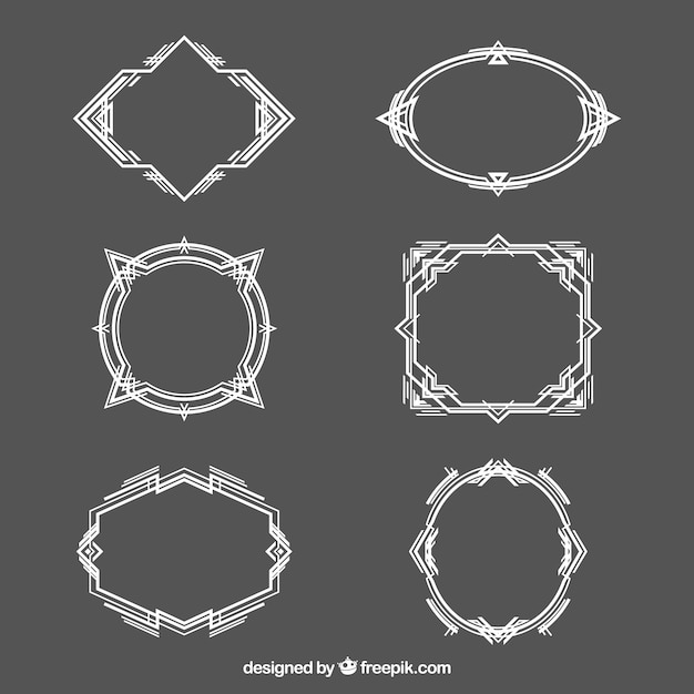 Bezpłatny wektor kolekcja ramek z liniowymi ornamentami