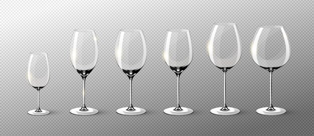 Kolekcja realistyczne puste kieliszki do wina