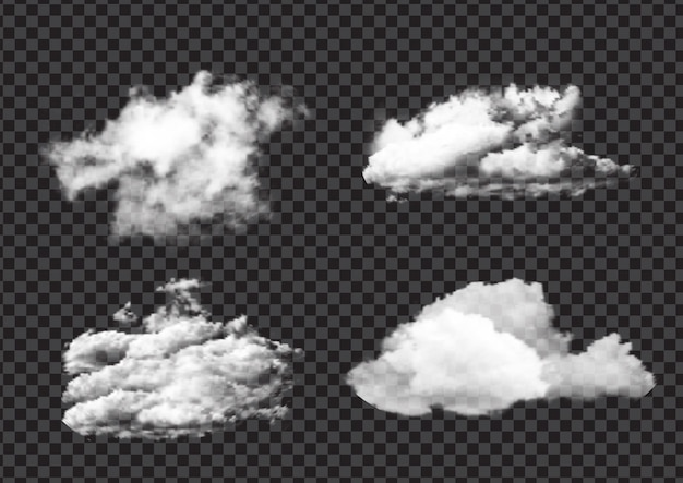 Bezpłatny wektor kolekcja realistycznych wzorów białych chmur