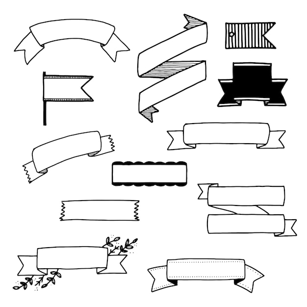 Bezpłatny wektor kolekcja ręcznie rysowane wstążki