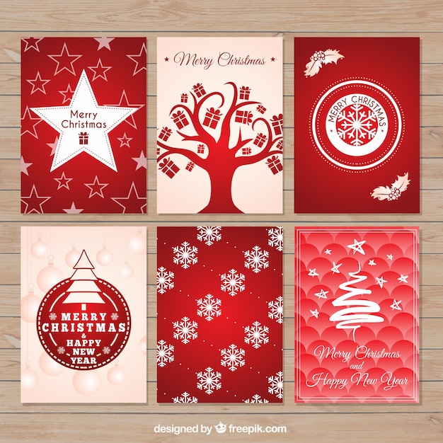 Bezpłatny wektor kolekcja red christmas card