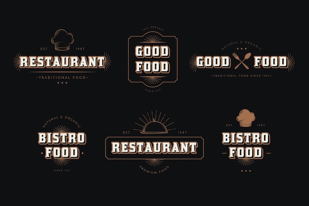 Bezpłatny wektor kolekcja retro logo restauracji