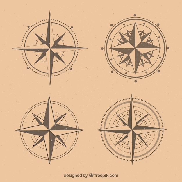 Bezpłatny wektor kolekcja rocznika kompas