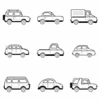 Bezpłatny wektor kolekcja samochodów i ciężarówek ilustracji