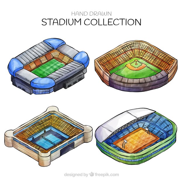 Kolekcja stadionów w stylu wyciągnąć rękę