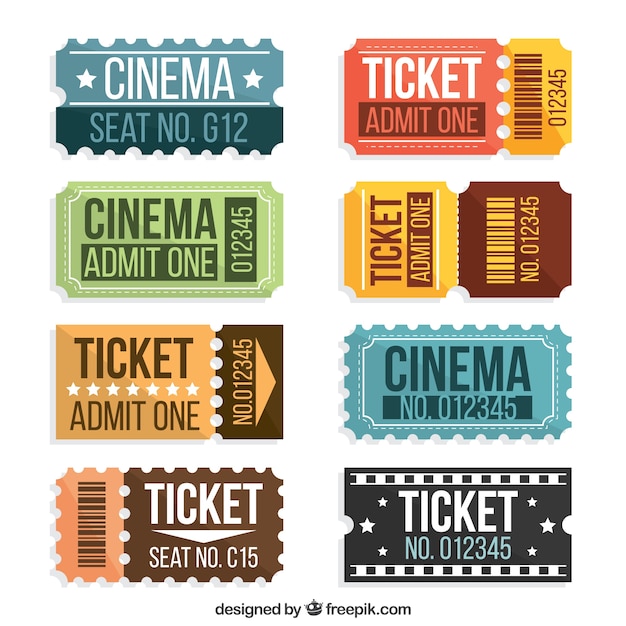 Bezpłatny wektor kolekcja starych bilety do kina