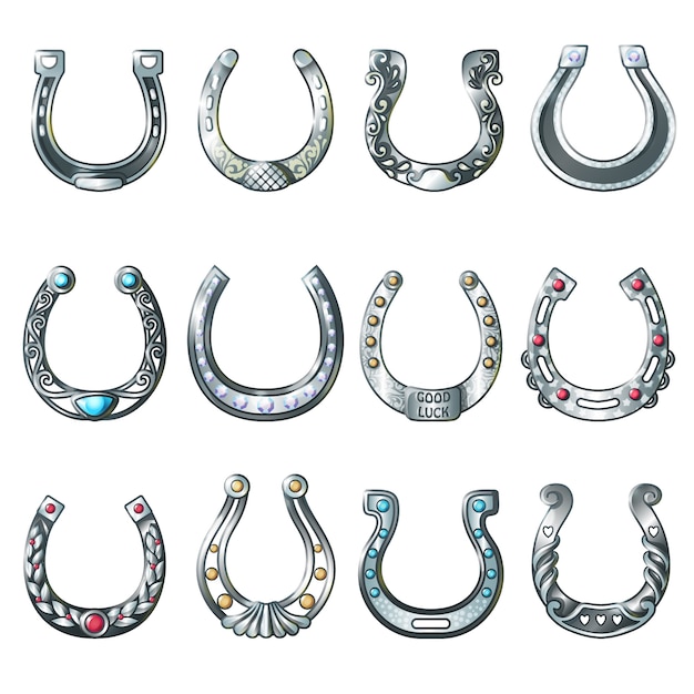 Bezpłatny wektor kolekcja steel ornate horseshoes