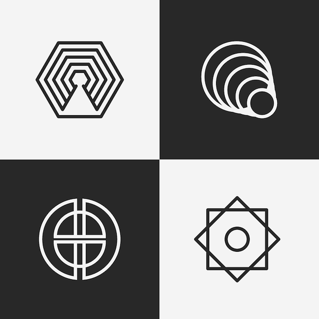 Kolekcja streszczenie logo liniowe
