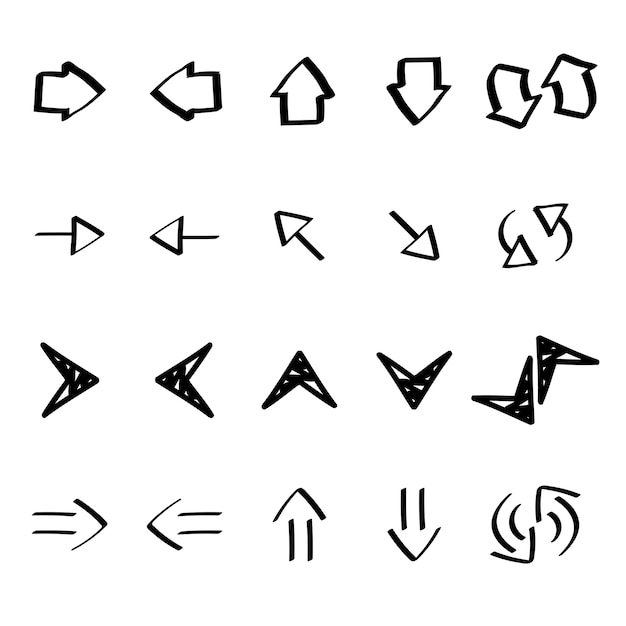 Kolekcja Strzała Doodles Ilustracyjni