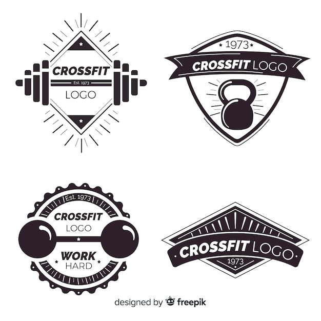 Bezpłatny wektor kolekcja stylu płaskiego logo crossfit