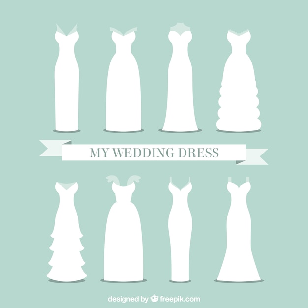 Bezpłatny wektor kolekcja sukien ślubnych