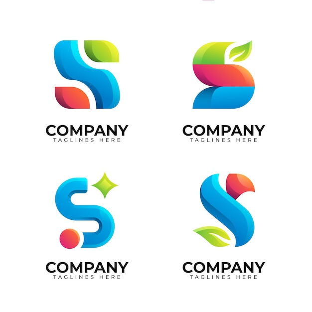 Bezpłatny wektor kolekcja szablonów logo gradientu s