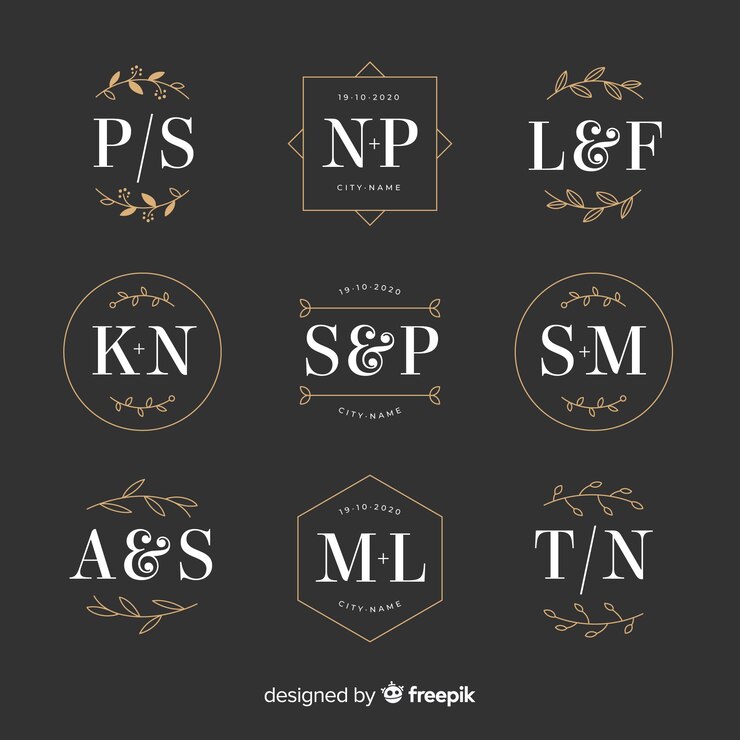 Bezpłatny plik Wektor kolekcja szablonów logo monogramów ślubnych