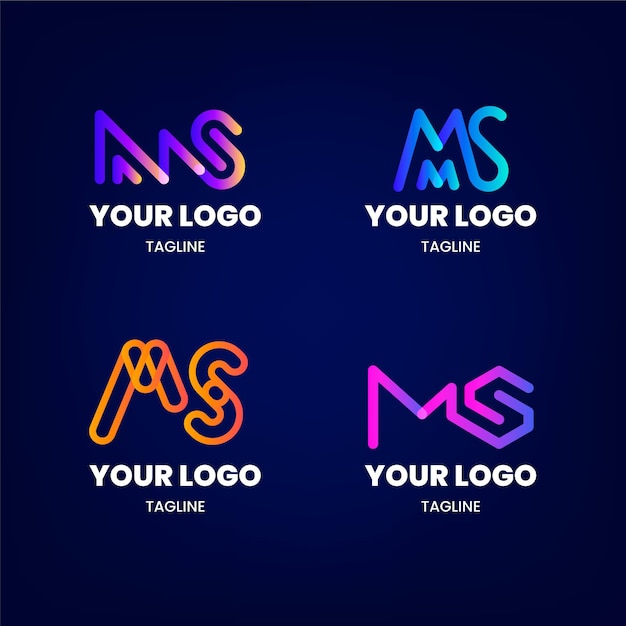 Kolekcja szablonów logo ms gradientu