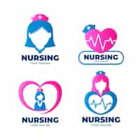 Bezpłatny wektor kolekcja szablonów logo pielęgniarki gradientu