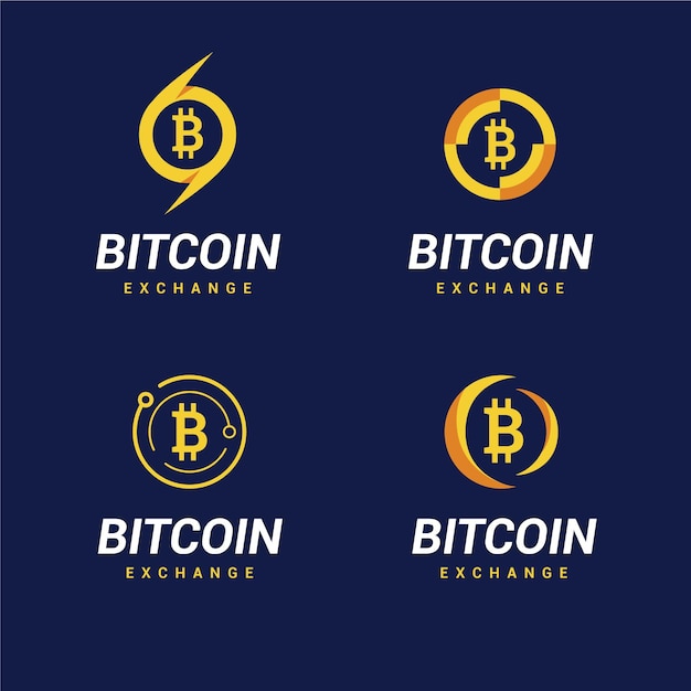 Bezpłatny wektor kolekcja szablonów logo płaskie bitcoin