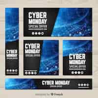 Bezpłatny wektor kolekcja szablonu baner cyber poniedziałek
