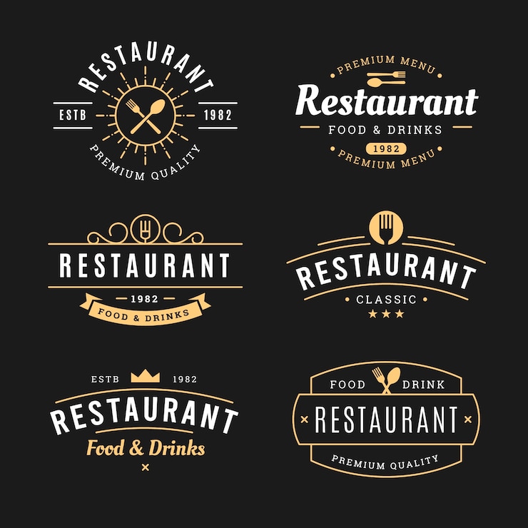 Bezpłatny plik Wektor kolekcja szablonu rocznika restauracja logo