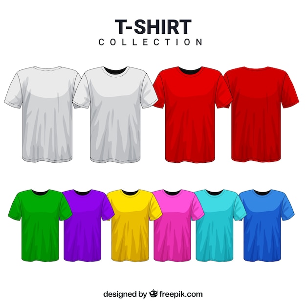 Bezpłatny wektor kolekcja t-shirtów w różnych kolorach