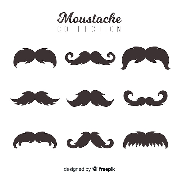 Kolekcja torebek wąsów Movember w płaskiej konstrukcji