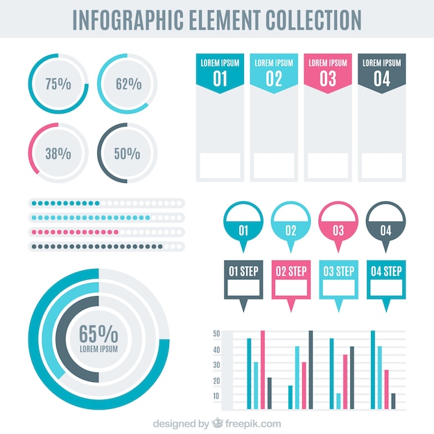 Kolekcja Użytecznych Elementów Infograficznych W Kolorach Pastelowych