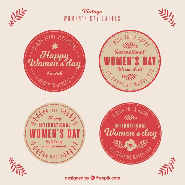 Kolekcja Vintage Etykieta / Odznaka Dzień Kobiet
