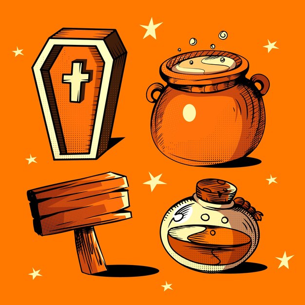 Kolekcja Vintage Halloween elementów