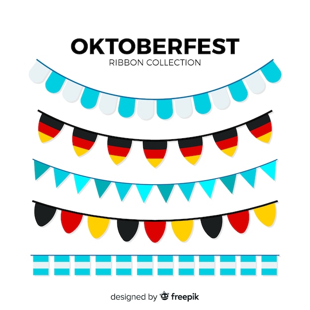 Bezpłatny wektor kolekcja wianek oktoberfest w płaskiej konstrukcji