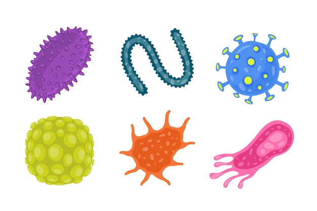 Bezpłatny wektor kolekcja wirusów płaska konstrukcja